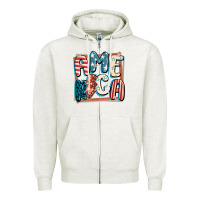 Oatmeal Heather America with lightning bolt 4th of july Zipper Hoodie - FaDigitalArtStudio