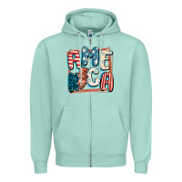 Seafoam America with lightning bolt 4th of july Zipper Hoodie - FaDigitalArtStudio