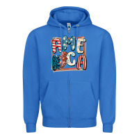 True Royal America with lightning bolt 4th of july Zipper Hoodie - FaDigitalArtStudio
