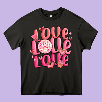Love Love Love Valentines Day Heavy Core Tee Designed By Maliassmallbusiness