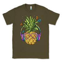 Army Green pineapple with headphone Classic Tee - BarkalooDesign
