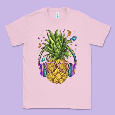 Pineapple With Headphone Classic Tee Designed By Barkaloodesign