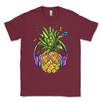 Burgundy pineapple with headphone Classic Tee - BarkalooDesign