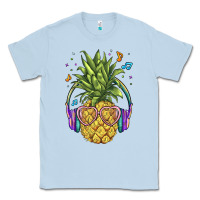Dusty Blue pineapple with headphone Classic Tee - BarkalooDesign