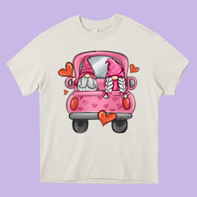 Valentines Day Gnome Truck Heavy Core Tee Designed By Maliassmallbusiness