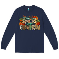 Navy Whatever spices your pumpkin Fall Long Sleeve Tee - NancyCooperArtShop