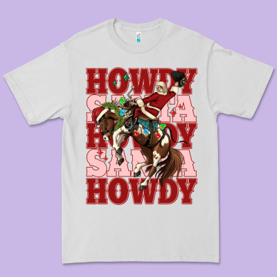 Howdy Santa Cowboy Christmas Premium Tee Designed By Maliassmallbusiness