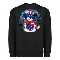 Black Patriotic snowman ornament 4th of july Heavyweight Sweatshirt - HowdyJamesFarm