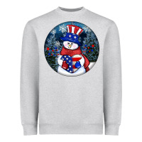 Heather Grey Patriotic snowman ornament 4th of july Heavyweight Sweatshirt - HowdyJamesFarm