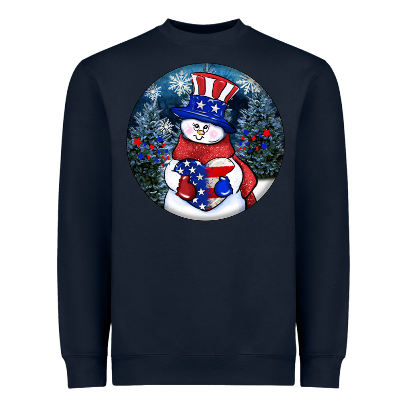 Patriotic Snowman Ornament 4th Of July Heavyweight Sweatshirt by HowdyJamesFarm | Teevron