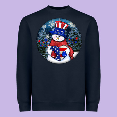 Patriotic Snowman Ornament 4th Of July Heavyweight Sweatshirt Designed By Howdyjamesfarm