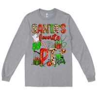 Heather Grey santa's favorite pt Long Sleeve Tee - texasbilliewilder
