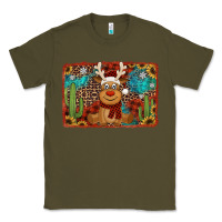 Army Green western christmas reindeer with background Classic Tee - Jasminsmagicworld