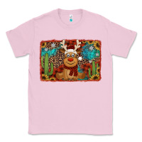 Bubblegum Pink western christmas reindeer with background Classic Tee - Jasminsmagicworld