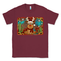 Burgundy western christmas reindeer with background Classic Tee - Jasminsmagicworld