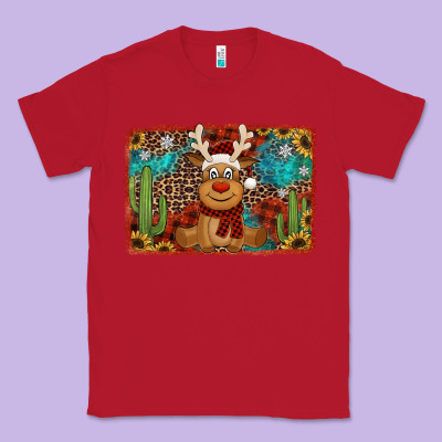 Western Christmas Reindeer With Background Classic Tee Designed By Jasminsmagicworld