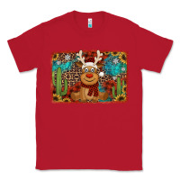 Red western christmas reindeer with background Classic Tee - Jasminsmagicworld
