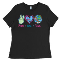 Black Peace Love Teach Ladies Tee - Jasminsmagicworld