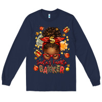 Navy santa favorite banker afro messy bun Long Sleeve Tee - texasbilliewilder