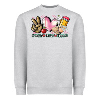 Heather Grey Peace love teach Heavyweight Sweatshirt - CowGirlArtShop