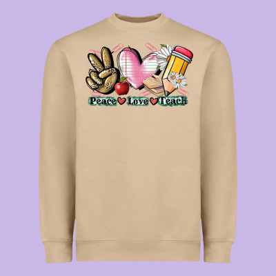 Peace Love Teach Heavyweight Sweatshirt Designed By Cowgirlartshop
