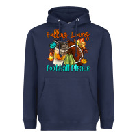 Navy Falling Leaves Football Please Heavyweight Hoodie - LillyAllenDesigns