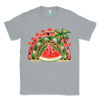 Heather Grey watermelon slice  rainbow Classic Tee - BarkalooDesign
