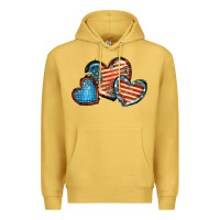 Antique Gold American flag hearts 4th of july Premium Hoodie - FaDigitalArtStudio