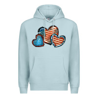 Blue Mist American flag hearts 4th of july Premium Hoodie - FaDigitalArtStudio