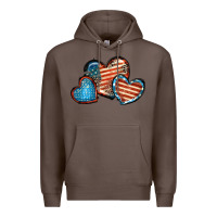 Coffee American flag hearts 4th of july Premium Hoodie - FaDigitalArtStudio