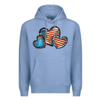 Colony Blue American flag hearts 4th of july Premium Hoodie - FaDigitalArtStudio