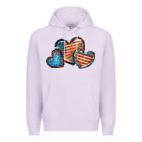 Lilac American flag hearts 4th of july Premium Hoodie - FaDigitalArtStudio