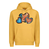 Mustard American flag hearts 4th of july Premium Hoodie - FaDigitalArtStudio