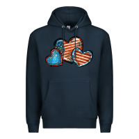 Navy American flag hearts 4th of july Premium Hoodie - FaDigitalArtStudio