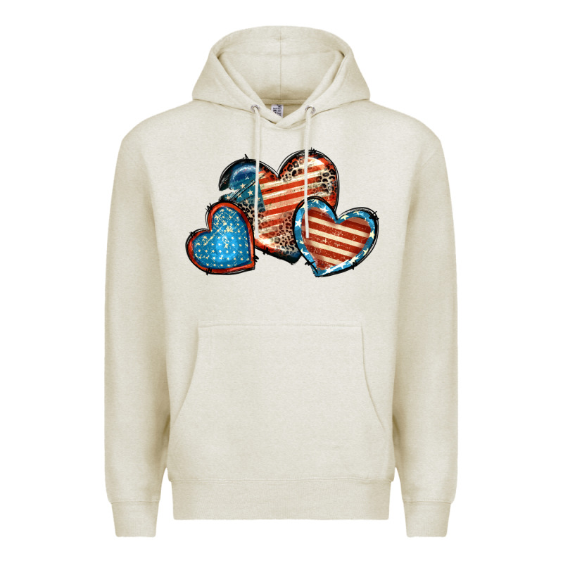 American Flag Hearts 4th Of July Premium Hoodie by FaDigitalArtStudio | Teevron