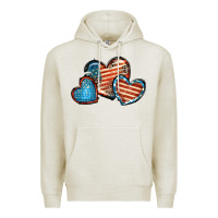 Oatmeal Heather American flag hearts 4th of july Premium Hoodie - FaDigitalArtStudio