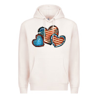 Pale Pink American flag hearts 4th of july Premium Hoodie - FaDigitalArtStudio