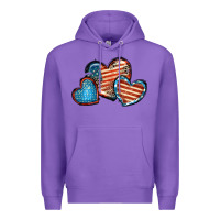 Purple American flag hearts 4th of july Premium Hoodie - FaDigitalArtStudio
