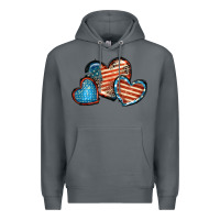Rock American flag hearts 4th of july Premium Hoodie - FaDigitalArtStudio