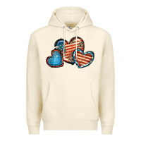 Sandshell American flag hearts 4th of july Premium Hoodie - FaDigitalArtStudio