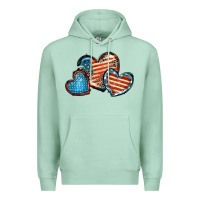 Seafoam American flag hearts 4th of july Premium Hoodie - FaDigitalArtStudio