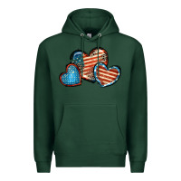 Sports Green American flag hearts 4th of july Premium Hoodie - FaDigitalArtStudio