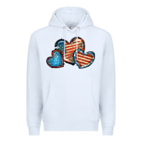 White American flag hearts 4th of july Premium Hoodie - FaDigitalArtStudio