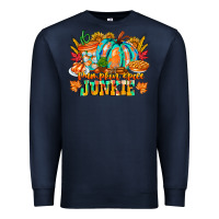 Navy Pumpkin Spice Junkie Premium Sweatshirt - CowhideDigitalArt