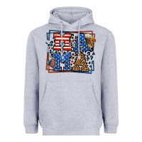 Heather Grey Army Veteran mama leopard frame 4th of July Heavyweight Hoodie - LillyAllenDesigns