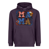 Plum Army Veteran mama leopard frame 4th of July Heavyweight Hoodie - LillyAllenDesigns