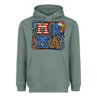 Sage Army Veteran mama leopard frame 4th of July Heavyweight Hoodie - LillyAllenDesigns