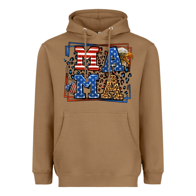 Army Veteran Mama Leopard Frame 4th Of July Heavyweight Hoodie by LillyAllenDesigns | Teevron