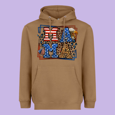 Army Veteran Mama Leopard Frame 4th Of July Heavyweight Hoodie Designed By Lillyallendesigns