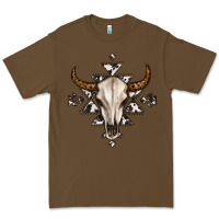 Cacao bull skull with aztec Premium Tee - MaliasSmallBusiness